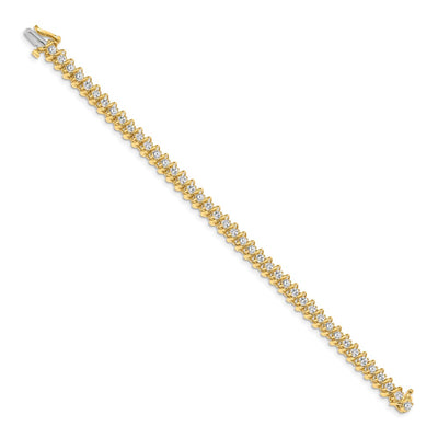14K Complete 3.31 Carat Round Diamond Fancy Spiral Tennis Bracelet