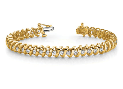 14k Complete 3.31 Carat Round Diamond Fancy Spiral Tennis Bracelet