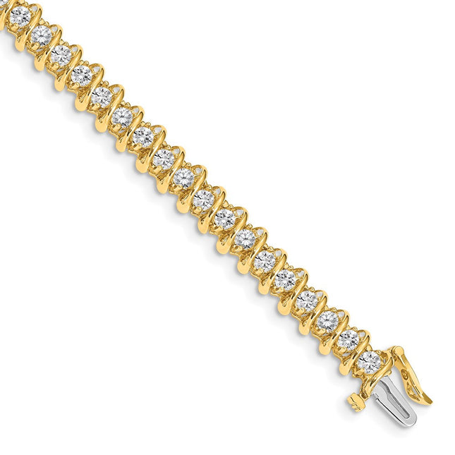 14k Complete 3.72 Carat Round Diamond Fancy Spiral Tennis Bracelet