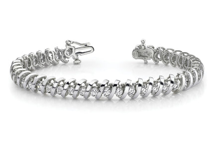 14k White Gold Complete 3.72 carat Round AAA Diamond Fancy Spiral Tennis Bracelet