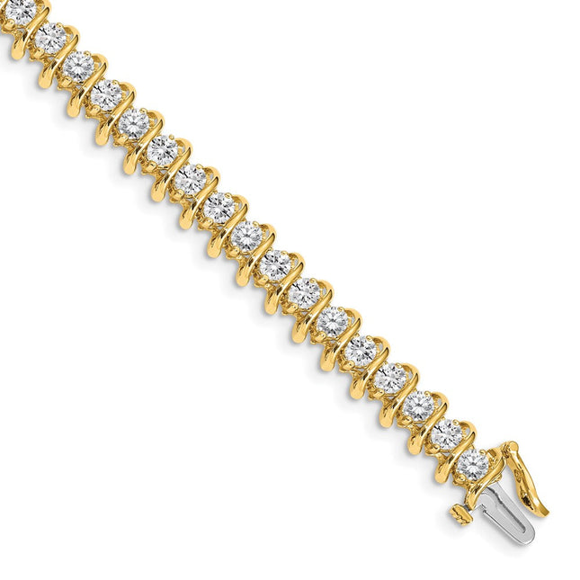 14k Complete 5 Carat Round Diamond Fancy Spiral Tennis Bracelet