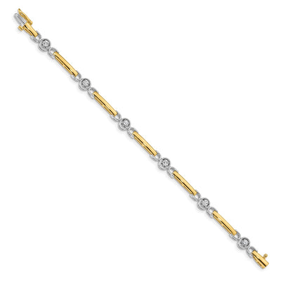 14K Two-tone Complete 1/2 carat Round VS Diamond Bar Tennis Bracelet
