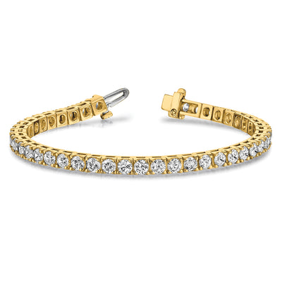 14K Complete 6.6 Carat Round Diamond 4-Prong Tennis Bracelet