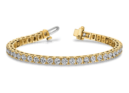 14k Complete 7.5 carat Round A Diamond 4-prong Tennis Bracelet