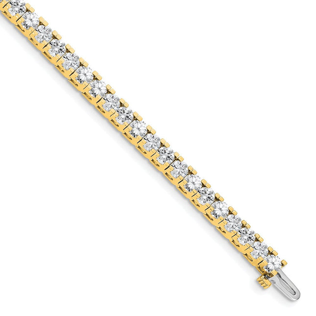 14k Complete 7.5 Carat Round Diamond 4-Prong Tennis Bracelet