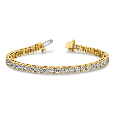14K Complete 12.5 carat Round VS Diamond 4-prong Tennis Bracelet