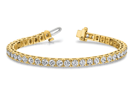 14k Complete 17 carat Round AA Diamond 4-prong Tennis Bracelet