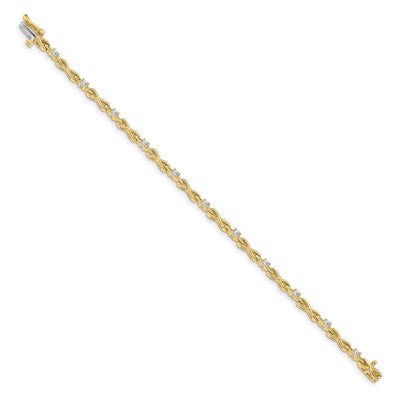 14K Complete 1/2 carat Round A Diamond 4-prong X-design Tennis Bracelet
