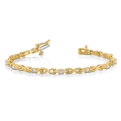 14K Complete 1/2 carat Round A Diamond 4-prong X-design Tennis Bracelet
