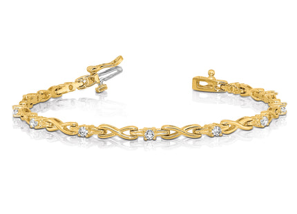 14k Complete 1/2 Carat Round Diamond 4-Prong X-Design Tennis Bracelet