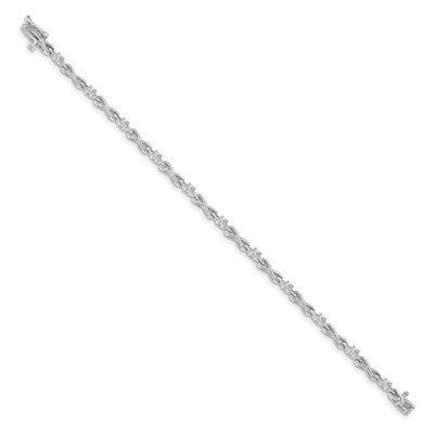 14K White Gold Complete 1/2 carat Round VS Diamond 4-prong X-design Tennis Bracelet