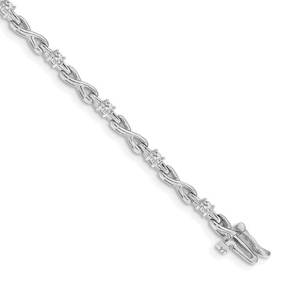 14K White Gold Complete 1/2 carat Round A Diamond 4-prong X-design Tennis Bracelet