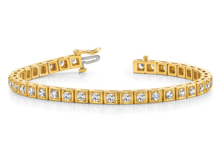 14k Complete 3.75 carat Round AAA Diamond 4-prong Tennis Bracelet