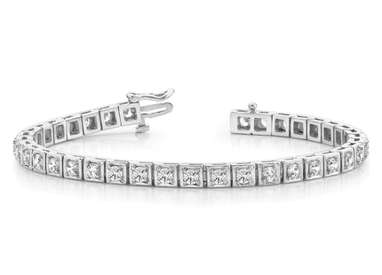14k White Gold Complete 3.75 carat Round A Diamond 4-prong Tennis Bracelet