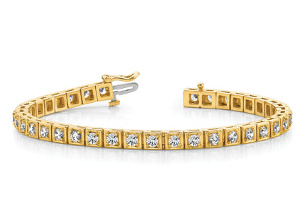 14k Complete 5.1 carat Round AA Diamond 4-prong Tennis Bracelet