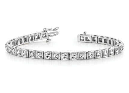 14k White Gold Complete 5.1 carat Round A Diamond 4-prong Tennis Bracelet