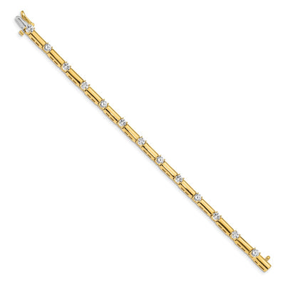 14K Complete 2.8 Carat Round Diamond Bar Link Tennis Bracelet