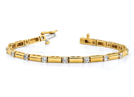 14k Complete 2.8 carat Round AAA Diamond Bar Link Tennis Bracelet