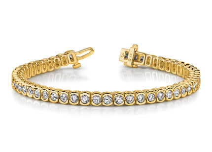 14k Holds 3.5 carat 60- Round Diamond Half-Bezel Tennis Bracelet Mounting