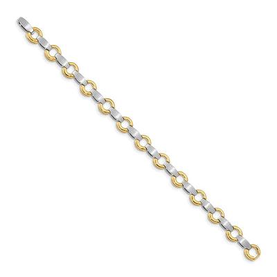14K Two-tone Holds 13 Stones up to Satin Curved Bar Add-a-Diamond Bracelet