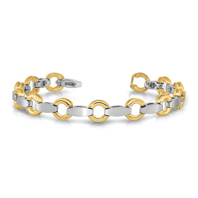 14K Two-tone Holds 13 Stones up to Satin Curved Bar Add-a-Diamond Bracelet