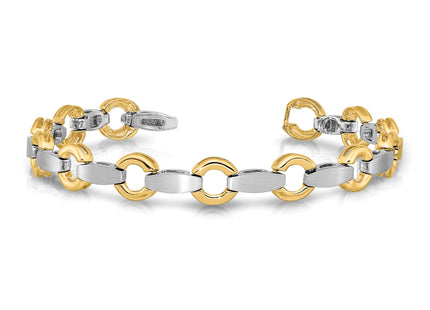 14k Two-tone Holds 13 Stones up to Satin Curved Bar Add-a-Diamond Bracelet