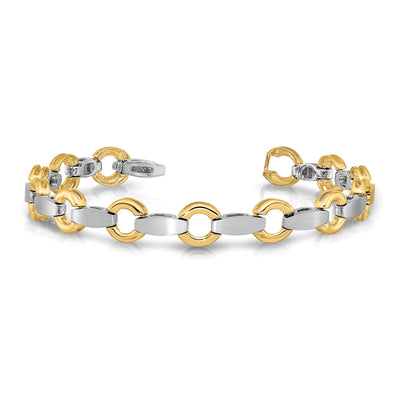 14K Two-tone Holds 13 Stones up to Satin Curved Bar Add-a-Diamond Bracelet