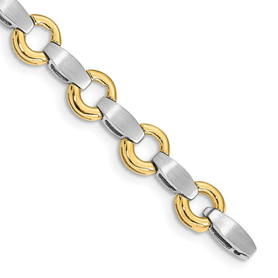 14K Two-tone Holds 13 Stones up to Satin Curved Bar Add-a-Diamond Bracelet