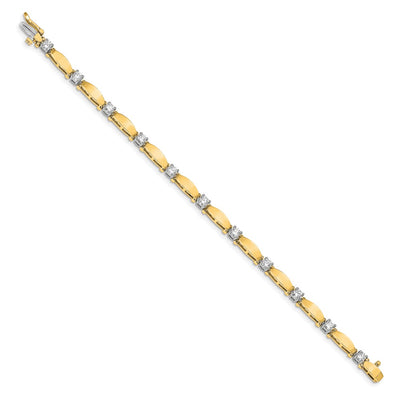 14K Two-tone Complete 1.87 carat Round A Diamond Curved Bar Link Tennis Bracelet