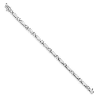 14K White Gold Complete 1.87 carat Round A Diamond Curved Bar Link Tennis Bracelet
