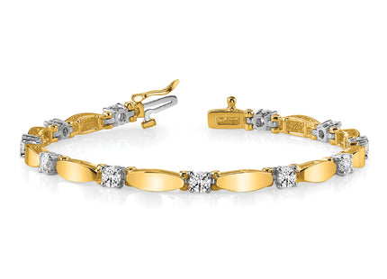 14k Two-tone Complete 2.75 carat Round AAA Diamond Curved Bar Link Tennis Bracelet