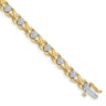 14k Two-tone Complete 1 carat Round A Diamond 4-prong X-design Tennis Bracelet