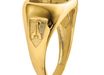 14k Men's Polished and Textured Masonic Ring Mounting (Style X24B)