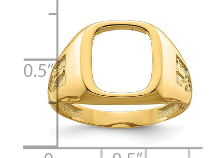 14k Men's Polished and Textured Masonic Ring Mounting (Style X24B)