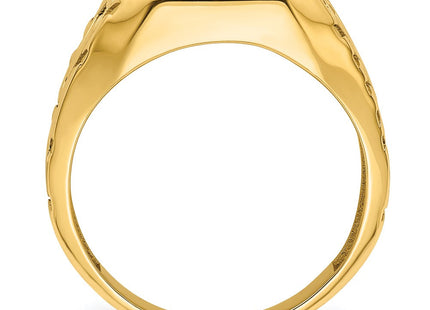 14k Men's Polished and Grooved Masonic Ring Mounting (Style X27B)