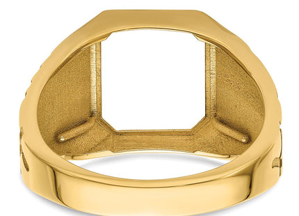 14k Men's Polished and Grooved Masonic Ring Mounting (Style X27B)