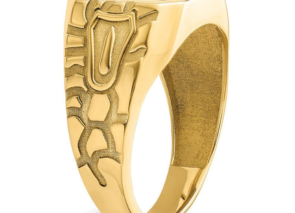 14k Men's Polished and Grooved Masonic Ring Mounting (Style X27B)