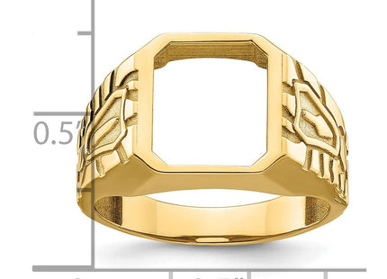 14k Men's Polished and Grooved Masonic Ring Mounting (Style X27B)
