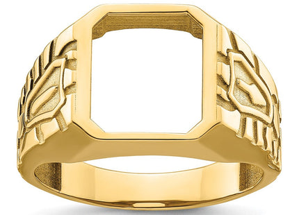 14k Men's Polished and Grooved Masonic Ring Mounting (Style X27B)