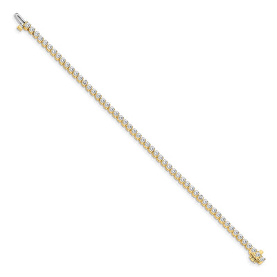 14K Complete 2.4 carat Round A Diamond 3-prong Tennis Bracelet