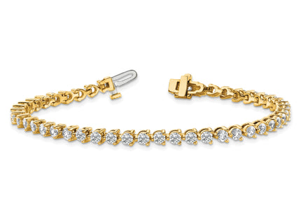 14k Complete 2.4 carat Round VS Diamond 3-prong Tennis Bracelet