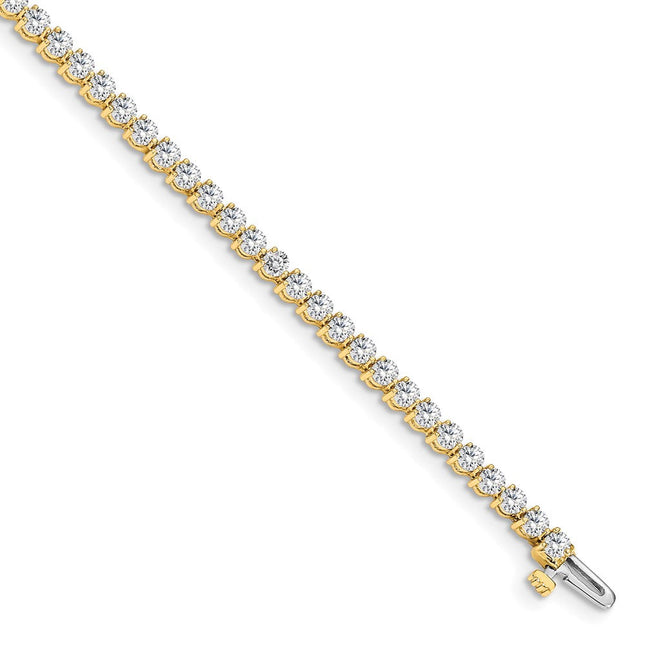 14k Complete 2.4 Carat Round Diamond 3-Prong Tennis Bracelet