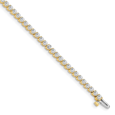 14K Complete 2.4 carat Round A Diamond 3-prong Tennis Bracelet