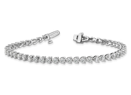 14k White Gold Complete 2.4 carat Round AA Diamond 3-prong Tennis Bracelet
