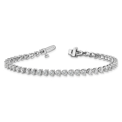 14K White Gold Complete 2.4 carat Round AAA Diamond 3-prong Tennis Bracelet