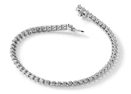 14k White Gold Complete 2.4 carat Round AA Diamond 3-prong Tennis Bracelet