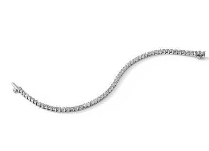 14k White Gold Complete 2.4 carat Round AA Diamond 3-prong Tennis Bracelet