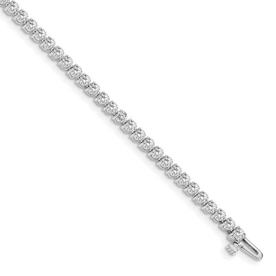 14K White Gold Complete 2.4 carat Round A Diamond 3-prong Tennis Bracelet