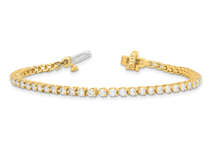 14k Complete 3.3 carat Round AAA Diamond 3-prong Tennis Bracelet