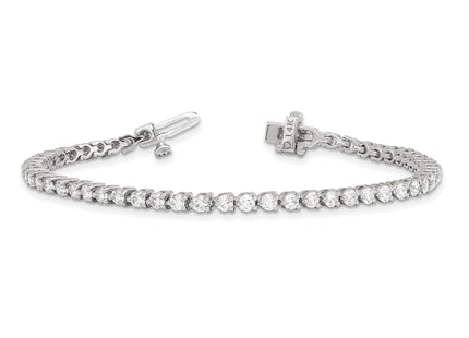 14k White Gold Complete 3.3 carat Round AAA Diamond 3-prong Tennis Bracelet